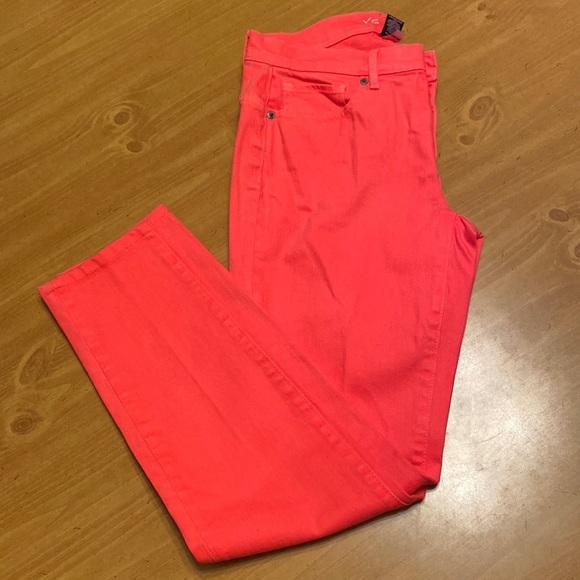 Victoria's Secret Denim - VS Women’s Size 8 Orange Denim Jeans Hi Rise Midi Straight Leg Stretch